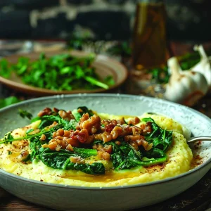 POLENTA WITH SPINACH GARBANZO BLUSH SAUCE