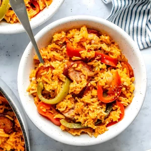 Sausage & Peppers Rice (One pot, Stovetop)