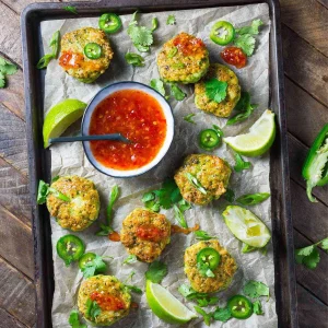 Shrimp Cake Bites with Sweet Chili Sriracha Mayo