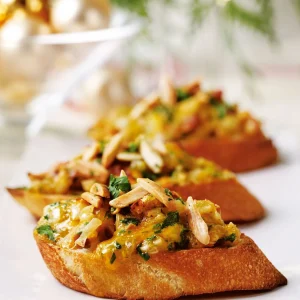 Bacon Cheese Almond Toast Bites (Nut substitute included)